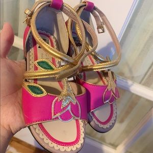 gucci sandals pink floral kids golden leave